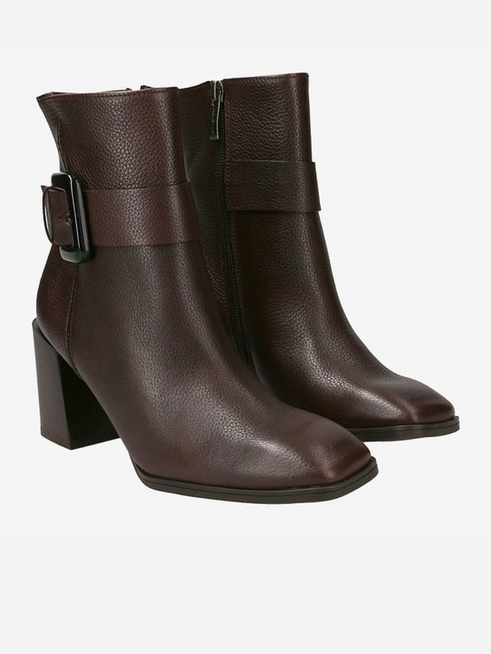 PAUL GREEN Nirvana Brown Leather Block Buckle Heel Boots